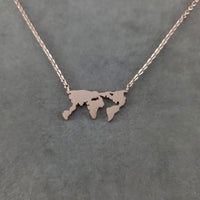 World Map Rose Gold Necklace