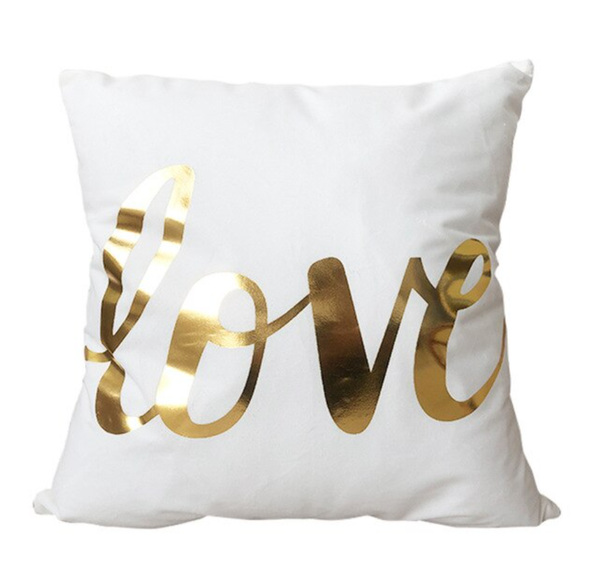 White Gold Love Pattern Pillow Cover WG3