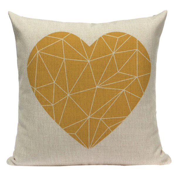 Yellow Heart Pattern Pillow YG11
